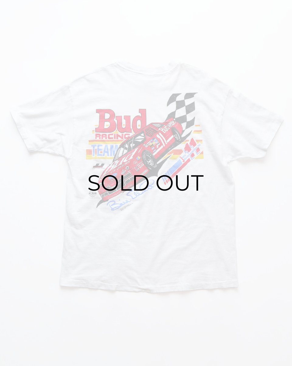 画像1: 90's Hanes COTTON W-PRINT S/S POCKET TEE "Bud RACING" "MADE IN USA" (1)