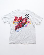 画像1: 90's Hanes COTTON W-PRINT S/S POCKET TEE "Bud RACING" "MADE IN USA" (1)