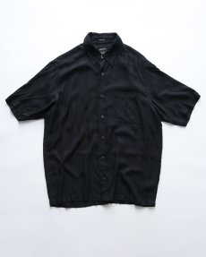 画像1: claiborne BLACK SILK WOVEN CHECK S/S BOX SHIRT (1)