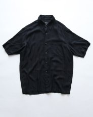 画像1: claiborne BLACK SILK WOVEN CHECK S/S BOX SHIRT (1)