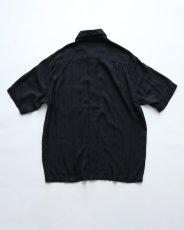 画像2: claiborne BLACK SILK WOVEN CHECK S/S BOX SHIRT (2)