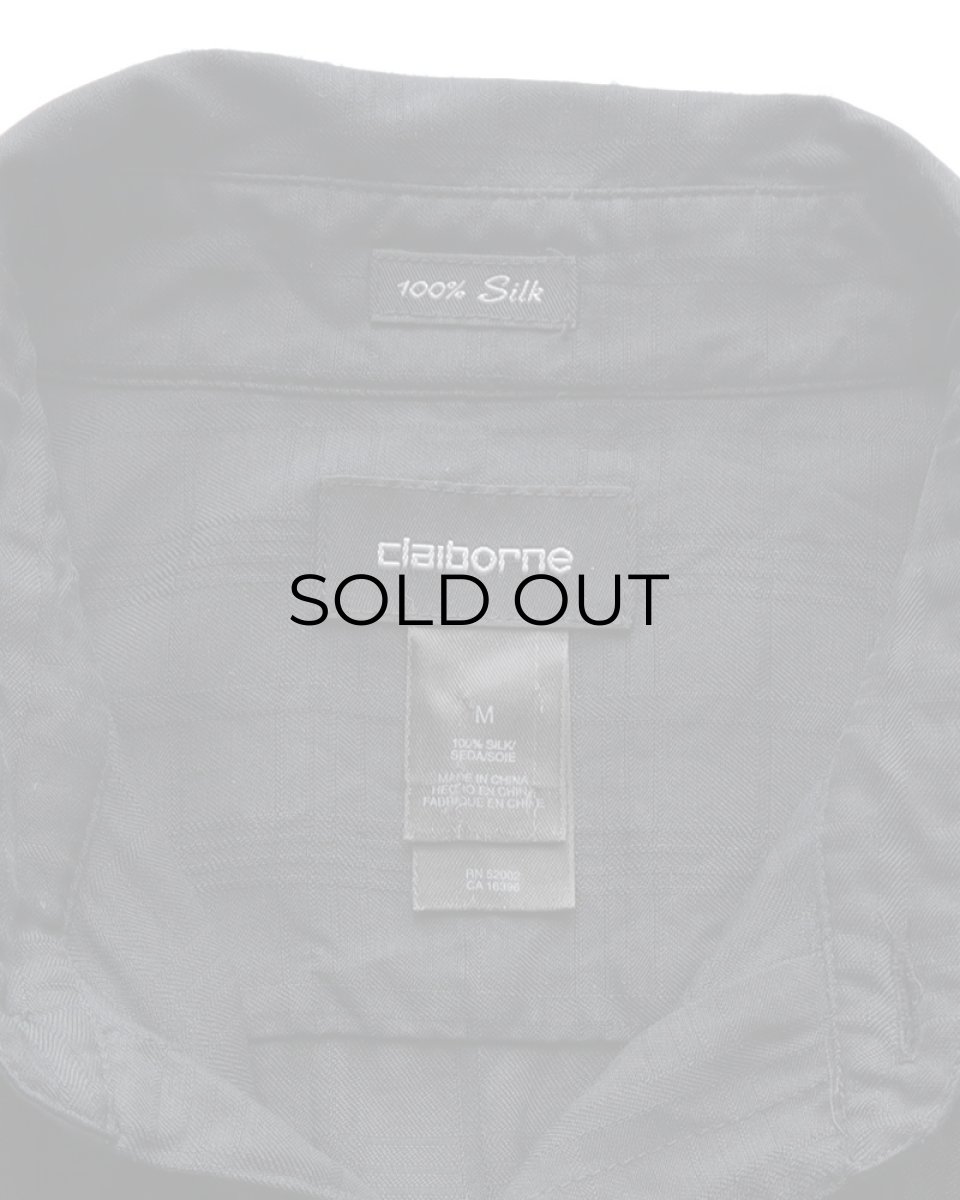 画像7: claiborne BLACK SILK WOVEN CHECK S/S BOX SHIRT (7)