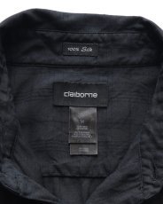 画像7: claiborne BLACK SILK WOVEN CHECK S/S BOX SHIRT (7)