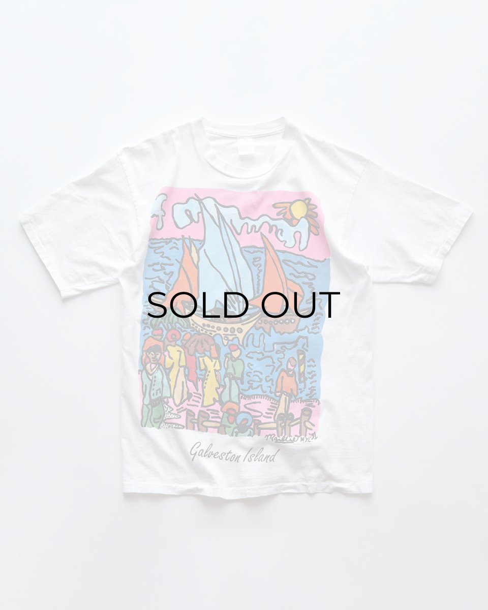 画像1: 90's UNKNOWN BRAND COTTON PRINT S/S ART TEE "MYLES MAILLIE" (1)