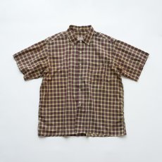 画像1: 60's UNKNOWN BRAND COTTON CHECK B/D OPEN COLLAR S/S BOX SHIRT (1)