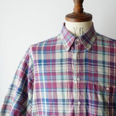 画像2: 〜90's OLD SCHOOL COTTON MADRAS CHECK S/S B/D SHIRT (2)