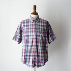 画像1: 〜90's OLD SCHOOL COTTON MADRAS CHECK S/S B/D SHIRT (1)