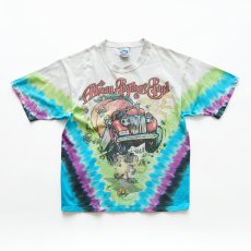画像1: 90's LIQUID BLUE TIE-DYE COTTON "The Allman Brothers Band" W-PRINT S/S BAND TEE "MUSHROOM EXPRESS" "MADE IN USA" (1)