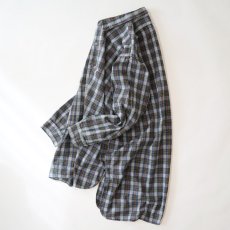 画像2: OLD UNKNOWN BRAND COTTON CHECK FLANNEL EURO PULLOVER LONG SHIRT (2)