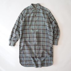 画像1: OLD UNKNOWN BRAND COTTON CHECK FLANNEL EURO PULLOVER LONG SHIRT (1)