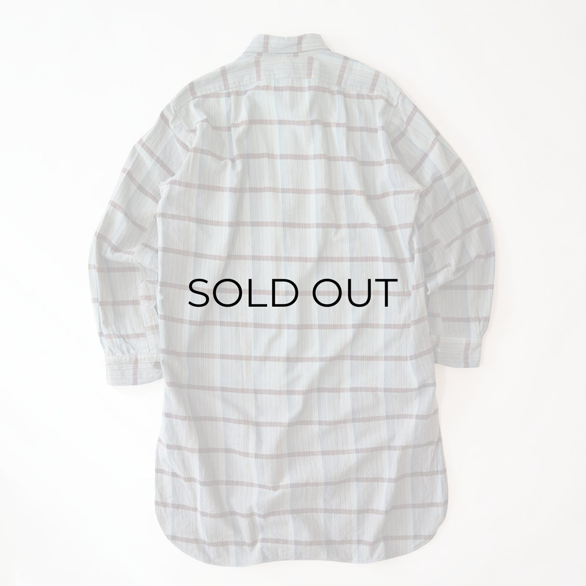 画像3: OLD UNKNOWN BRAND COTTON CHECK FLANNEL EURO PULLOVER LONG SHIRT (3)