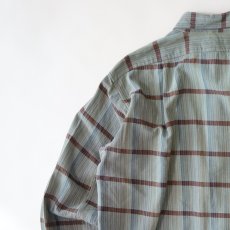 画像8: OLD UNKNOWN BRAND COTTON CHECK FLANNEL EURO PULLOVER LONG SHIRT (8)