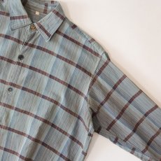 画像4: OLD UNKNOWN BRAND COTTON CHECK FLANNEL EURO PULLOVER LONG SHIRT (4)
