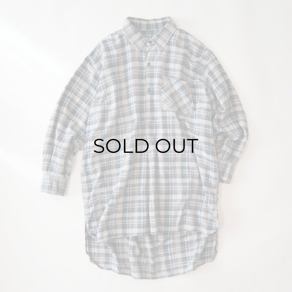 画像1: OLD UNKNOWN BRAND COTTON CHECK FLANNEL EURO PULLOVER LONG SHIRT (1)