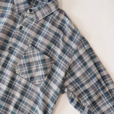 画像4: OLD UNKNOWN BRAND COTTON CHECK FLANNEL EURO PULLOVER LONG SHIRT (4)