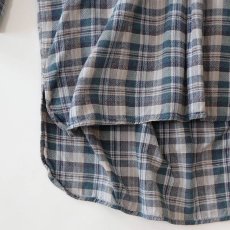 画像5: OLD UNKNOWN BRAND COTTON CHECK FLANNEL EURO PULLOVER LONG SHIRT (5)