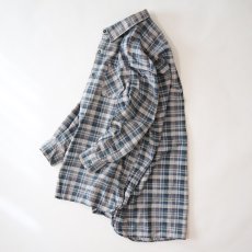 画像2: OLD UNKNOWN BRAND COTTON CHECK FLANNEL EURO PULLOVER LONG SHIRT (2)