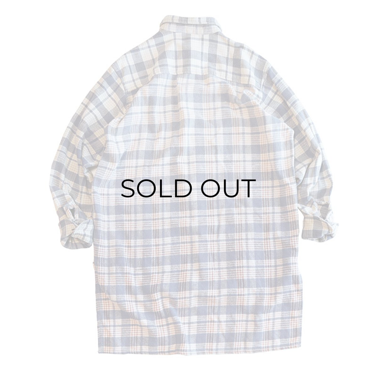 画像2: OLD UNKNOWN BRAND COTTON CHECK FLANNEL EURO PULLOVER LONG SHIRT (2)