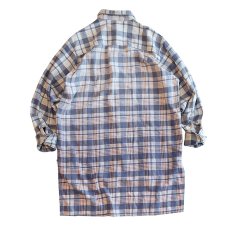 画像2: OLD UNKNOWN BRAND COTTON CHECK FLANNEL EURO PULLOVER LONG SHIRT (2)