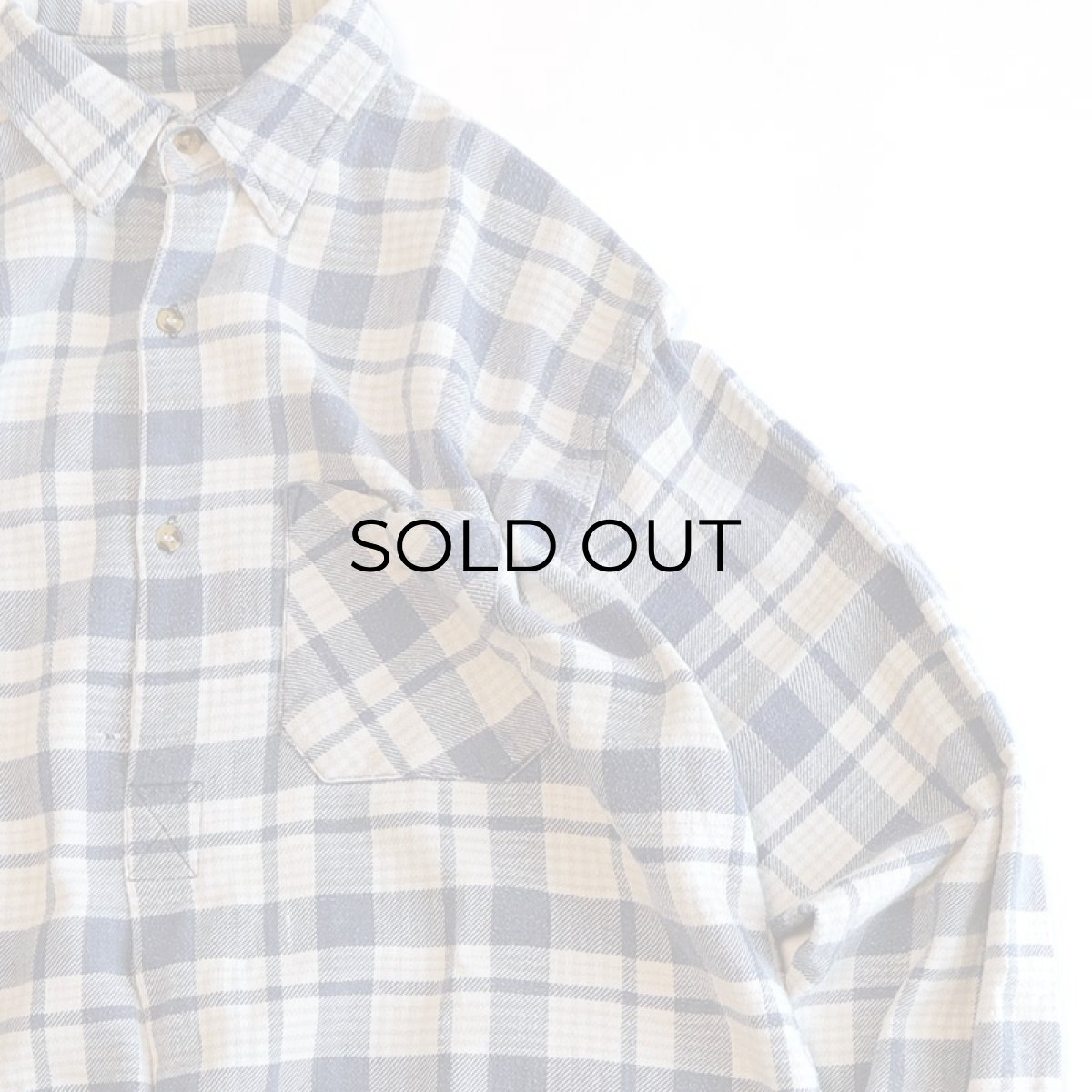 画像3: OLD UNKNOWN BRAND COTTON CHECK FLANNEL EURO PULLOVER LONG SHIRT (3)