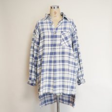 画像10: OLD UNKNOWN BRAND COTTON CHECK FLANNEL EURO PULLOVER LONG SHIRT (10)