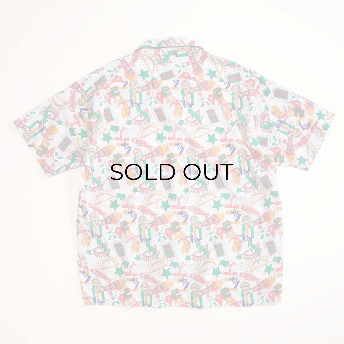 画像2: SUNLIGHT COTTON ALL OVER PATTERN OPEN COLLAR S/S BOX SHIRT (2)