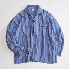 画像1: OLD UNKNOWN BRAND COTTON PRINT STRIPE FLANNEL PAJAMA SHIRT (1)