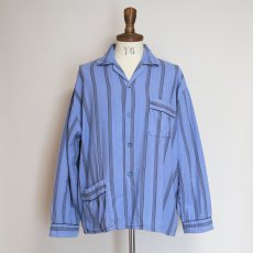 画像6: OLD UNKNOWN BRAND COTTON PRINT STRIPE FLANNEL PAJAMA SHIRT (6)