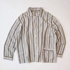 画像1: OLD UNKNOWN BRAND COTTON STRIPE FLANNEL PAJAMA SHIRT (1)