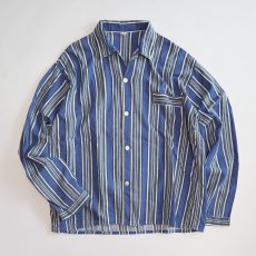 画像1: OLD UNKNOWN BRAND COTTON PRINT STRIPE FLANNEL PAJAMA SHIRT (1)