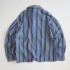 画像2: OLD UNKNOWN BRAND COTTON PRINT STRIPE FLANNEL PAJAMA SHIRT (2)