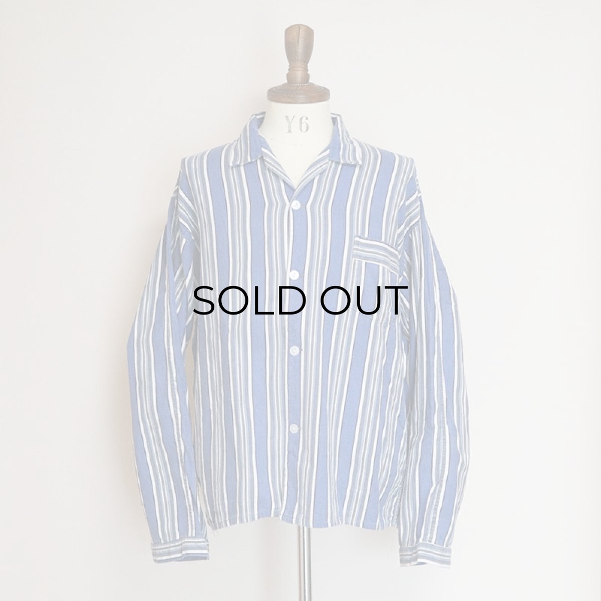 画像6: OLD UNKNOWN BRAND COTTON PRINT STRIPE FLANNEL PAJAMA SHIRT (6)