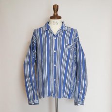 画像6: OLD UNKNOWN BRAND COTTON PRINT STRIPE FLANNEL PAJAMA SHIRT (6)