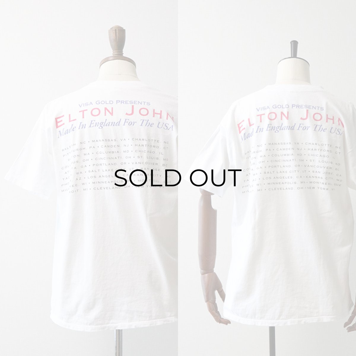 画像10: 90's GEM COTTON W-PRINT S/S ARTIST TEE "ELTON JOHN Made In England" (10)