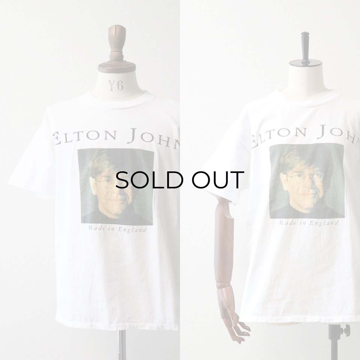 画像9: 90's GEM COTTON W-PRINT S/S ARTIST TEE "ELTON JOHN Made In England" (9)