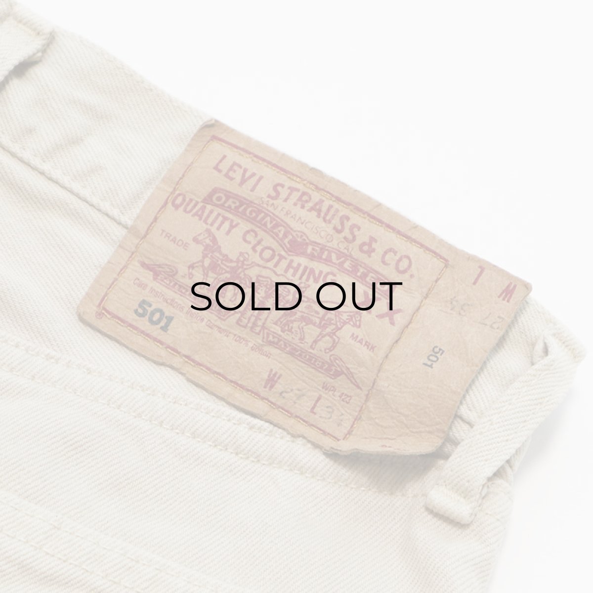 画像9: LEVI'S EUROPE 501 BEIGE DENIM PANTS "made in FRANCE" 【W27 x L29.5 程度】 (9)