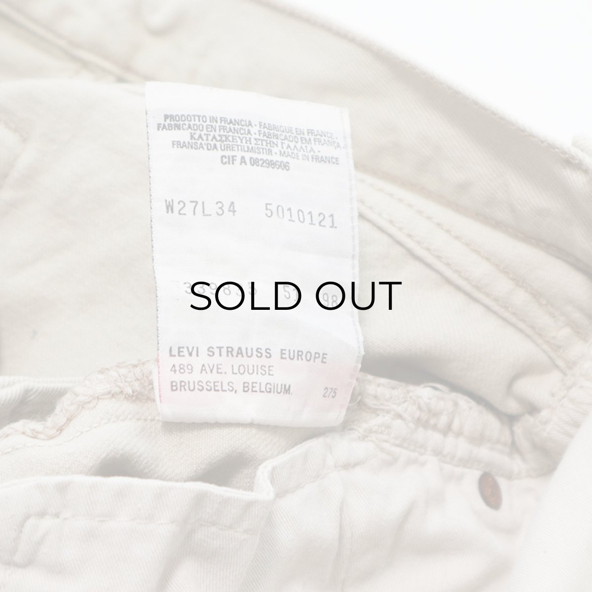 画像10: LEVI'S EUROPE 501 BEIGE DENIM PANTS "made in FRANCE" 【W27 x L29.5 程度】 (10)