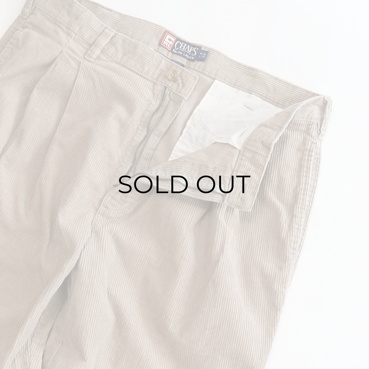 画像4: CHAPS RALPH LAUREN COTTON WIDE WALE CORDUROY TUCK PANTS【W36 x L31 程度】 (4)