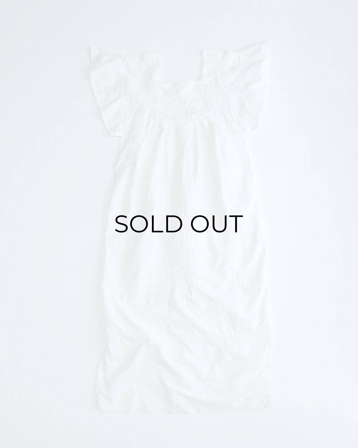 画像2: OLD UNKNOWN BRAND WHITE COTTON EMBROIDERED MEXICAN DRESS (2)