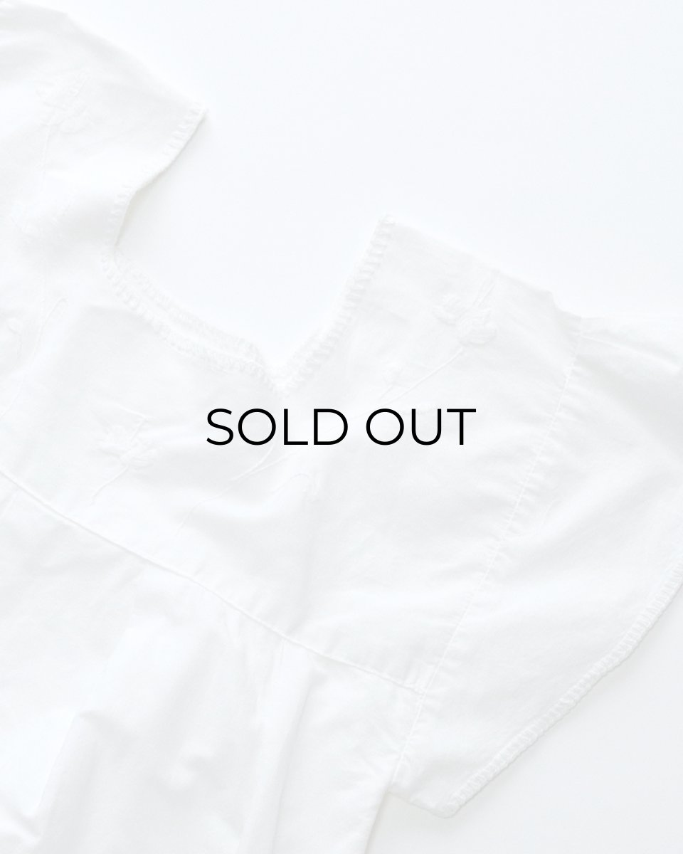 画像7: OLD UNKNOWN BRAND WHITE COTTON EMBROIDERED MEXICAN DRESS (7)