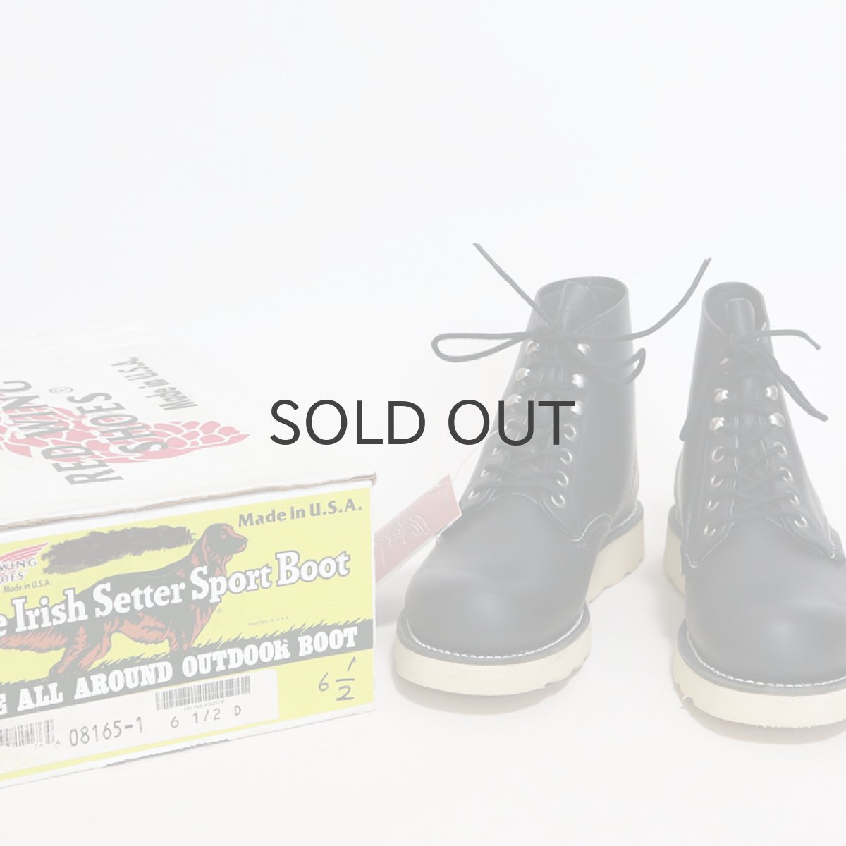 画像1: 90's RED WING "IRISH SETTER" BLACK LEATHER PLANE TOE WORK BOOTS "DEADSTOCK" 【6 1/2 D (24.5cm)】 (1)