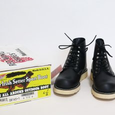 画像1: 90's RED WING "IRISH SETTER" BLACK LEATHER PLANE TOE WORK BOOTS "DEADSTOCK" 【6 1/2 D (24.5cm)】 (1)