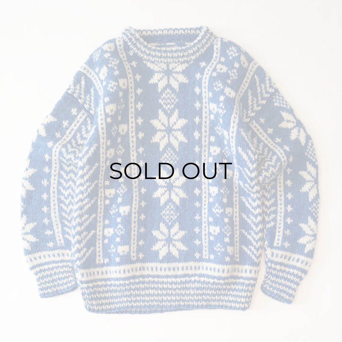 画像2: OLD UNKNOWN BRAND WOOL HAND KNIT NORDIC SWEATER (2)