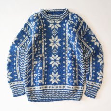 画像2: OLD UNKNOWN BRAND WOOL HAND KNIT NORDIC SWEATER (2)