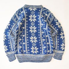 画像4: OLD UNKNOWN BRAND WOOL HAND KNIT NORDIC SWEATER (4)