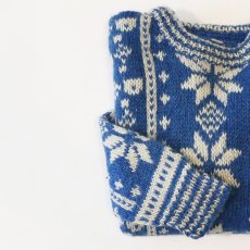 画像1: OLD UNKNOWN BRAND WOOL HAND KNIT NORDIC SWEATER (1)