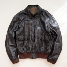 画像1: 80's UNKNOWN BRAND LEATHER A-2 style ZIP JACKET (1)