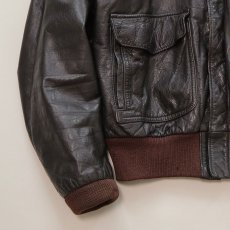 画像6: 80's UNKNOWN BRAND LEATHER A-2 style ZIP JACKET (6)