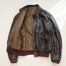 画像2: 80's UNKNOWN BRAND LEATHER A-2 style ZIP JACKET (2)