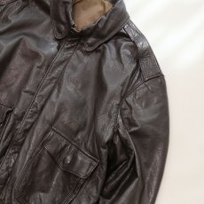 画像4: 80's UNKNOWN BRAND LEATHER A-2 style ZIP JACKET (4)